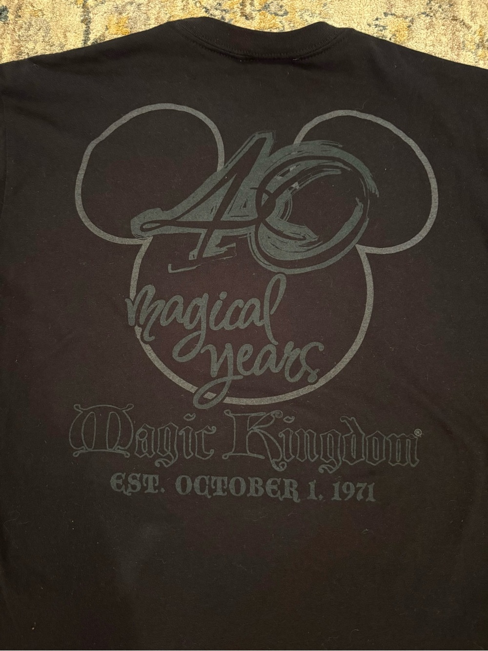 Disney World 40 Magical Years Magic Kingdom Black T-shirt Adult Unisex Medium